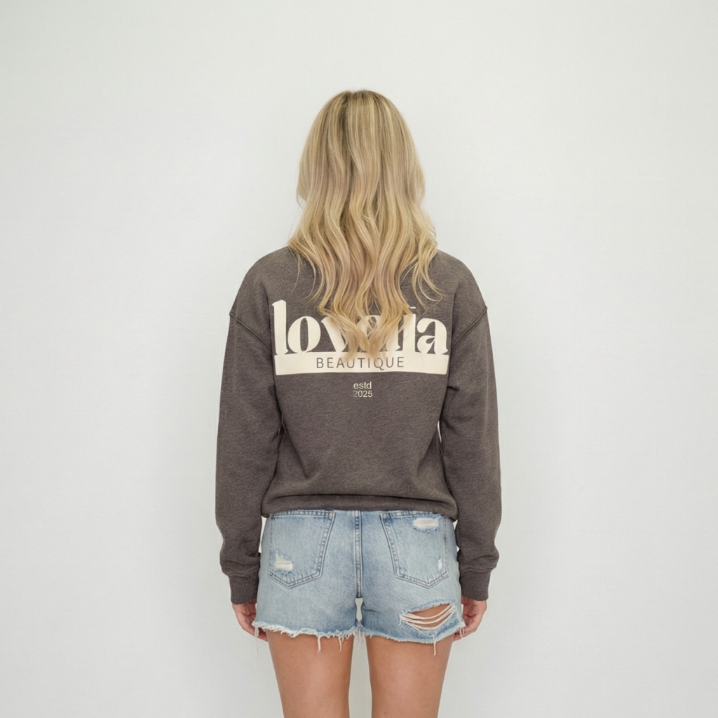Effortlessly cozy Lovelia Beautique logo crewneck sweatshirt