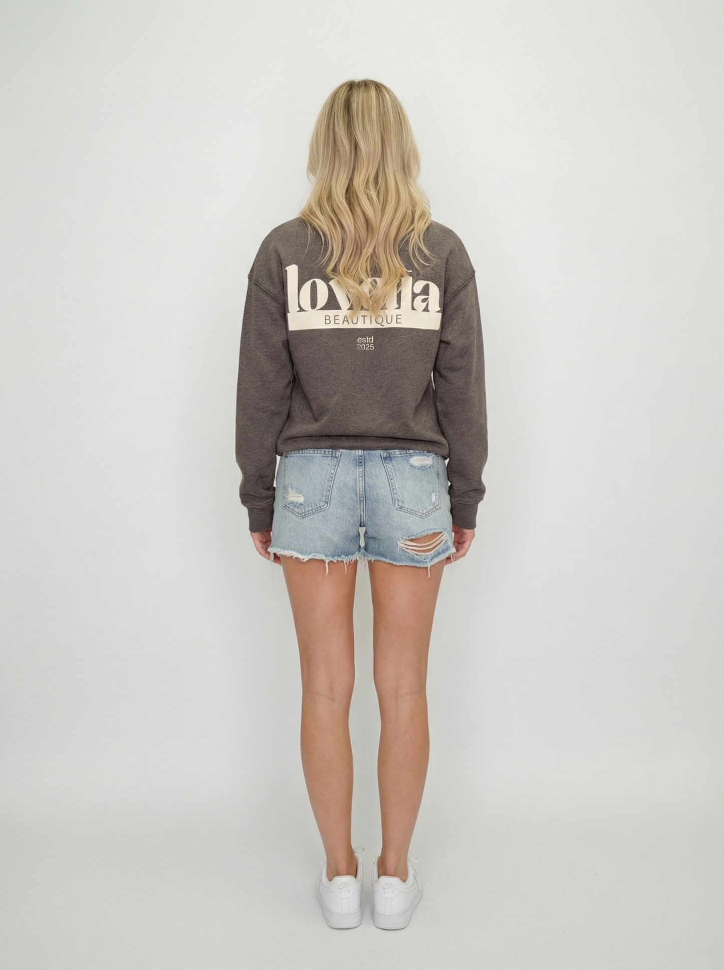 Effortlessly cozy Lovelia Beautique logo crewneck sweatshirt