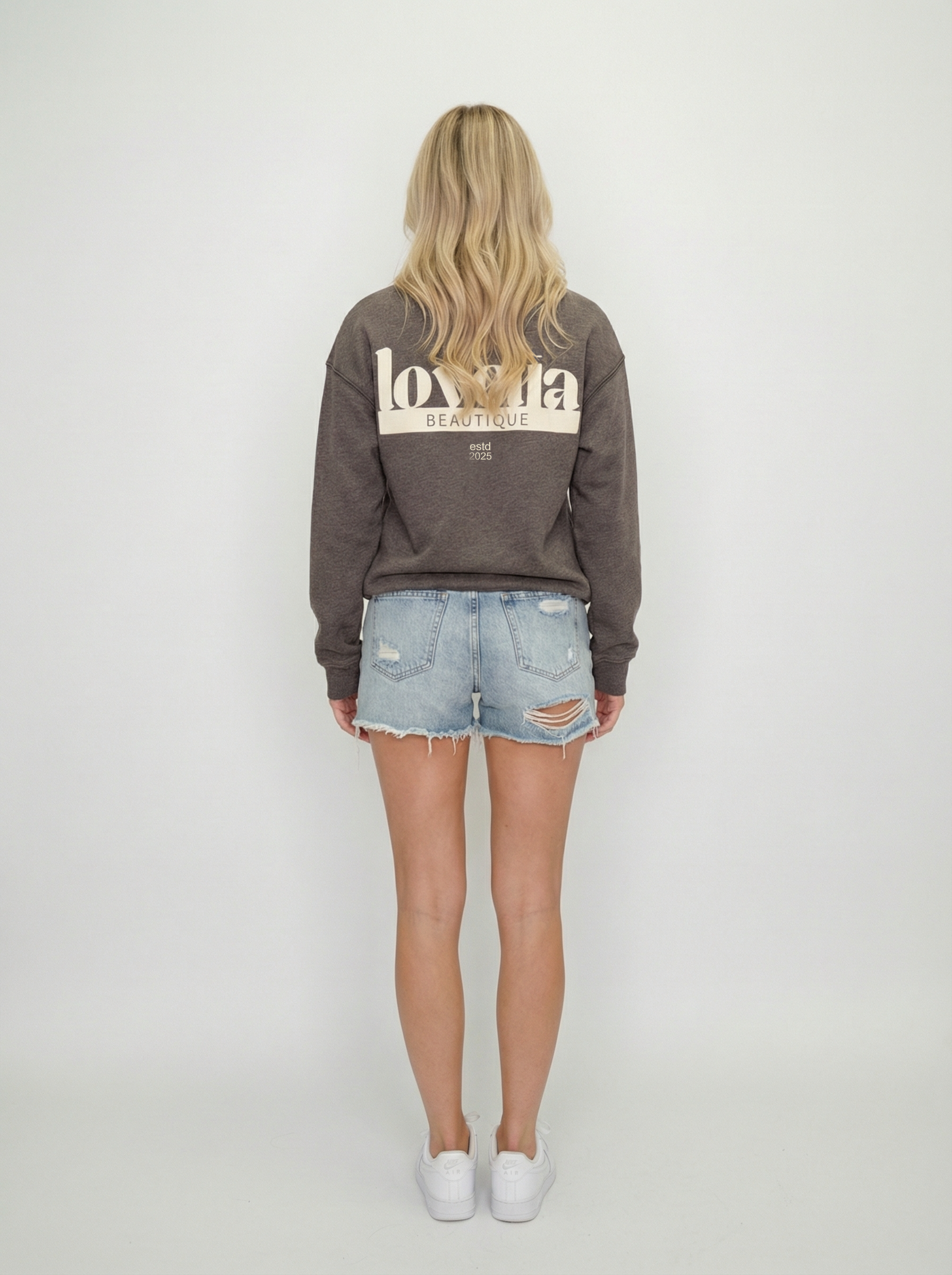 Effortlessly cozy Lovelia Beautique logo crewneck sweatshirt