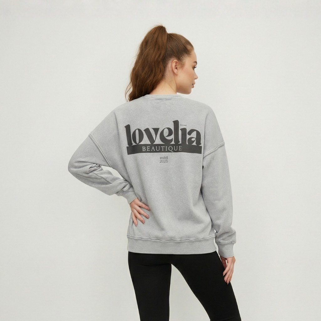 Effortlessly cozy Lovelia Beautique logo crewneck sweatshirt