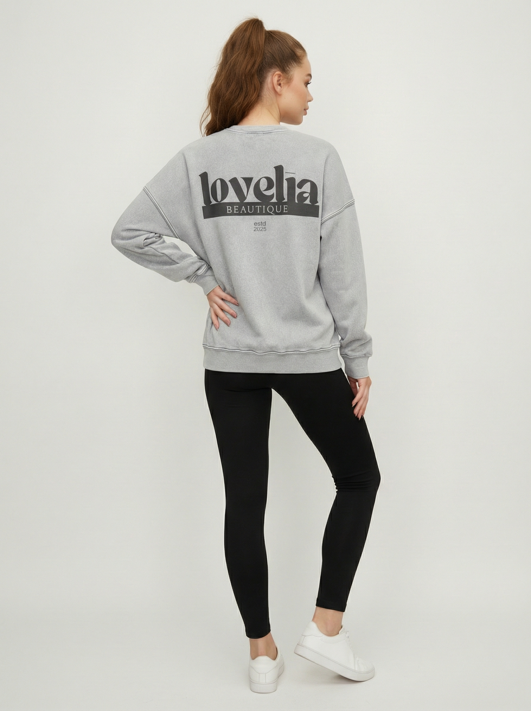 Effortlessly cozy Lovelia Beautique logo crewneck sweatshirt