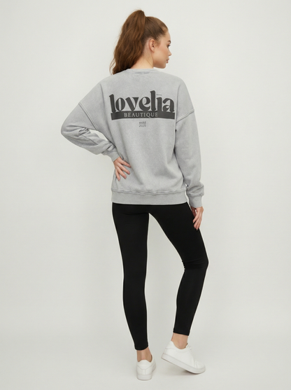 Effortlessly cozy Lovelia Beautique logo crewneck sweatshirt